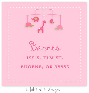 Take Note Designs - Address Labels (Pink Animal Mobile - Baby Shower) Take Note Designs - Address Labels (Pink Animal Mobile - Baby Shower)