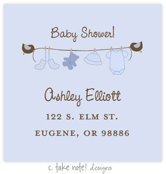 Take Note Designs - Address Labels (Blue Clothesline - Baby Shower) Take Note Designs - Address Labels (Blue Clothesline - Baby Shower)
