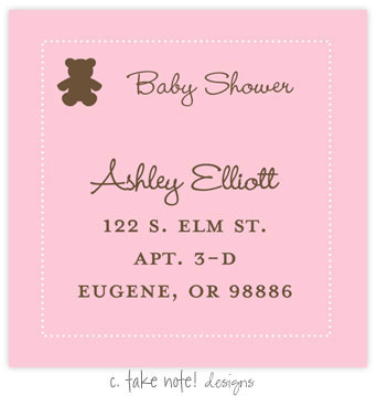 Take Note Designs - Address Labels (Brown Teddybear on Pink - Baby Shower) Take Note Designs - Address Labels (Brown Teddybear on Pink - Baby Shower)