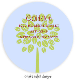 Take Note Designs - Address Labels (Simple Tree on Blue - Jewish New Year)