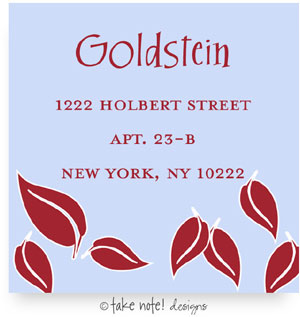 Take Note Designs - Address Labels (Red Leaf on Blue - Jewish New Year)