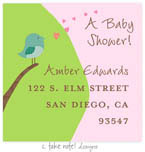Take Note Designs - Address Labels (Cheeping Teal Bird Girl - Baby Shower)