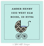 Take Note Designs - Address Labels (Damask Carriage Blue - Baby Shower)