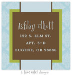 Take Note Designs - Address Labels (Blue Damask Frame - Baby Shower)