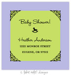 Take Note Designs - Address Labels (Green and Lavender Rocking Horse - Baby Shower)