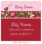 Take Note Designs - Address Labels (Red & Pink Cheeping Bird - Baby Shower)