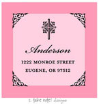 Take Note Designs - Address Labels (Pink Scroll Frame - Baptism)