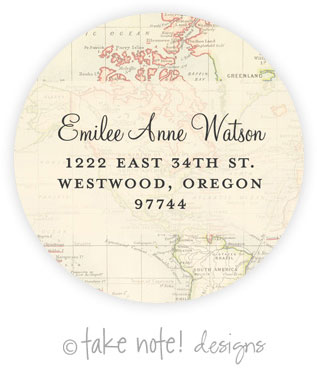 Take Note Designs - Address Labels (Vintage World Map - Graduation) Take Note Designs - Address Labels (Vintage World Map - Graduation)