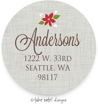 Take Note Designs - Address Labels (Linen Poinsettia - Holiday)