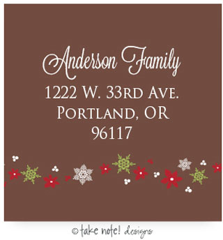 Take Note Designs - Address Labels (Snowflake Border on Brown - Holiday)