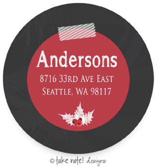 Take Note Designs - Address Labels (Chalkboard Tape Red Center - Holiday)