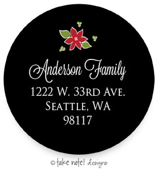 Take Note Designs - Address Labels (Poinsettia Black Frame - Holiday)