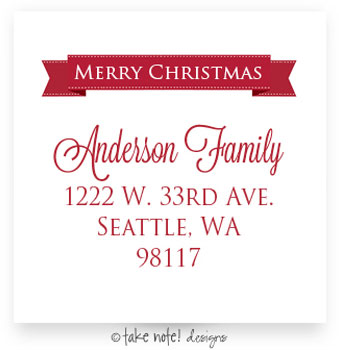 Take Note Designs - Address Labels (Simple Red Banner Christmas - Holiday)