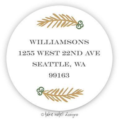 Take Note Designs - Address Labels (Simple Gold Boughs - Holiday)