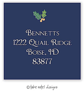 Take Note Designs - Address Labels (Navy Holly - Holiday) Take Note Designs - Address Labels (Navy Holly - Holiday)