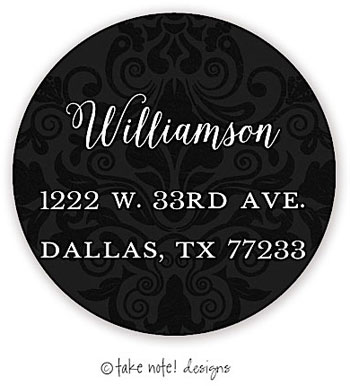 Take Note Designs - Address Labels (Black Damask - Holiday)