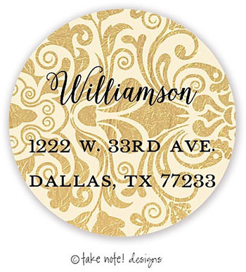 Take Note Designs - Address Labels (Golden Damask - Holiday)