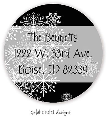 Take Note Designs - Address Labels (Christmas Snowflake Overlay Black - Holiday)