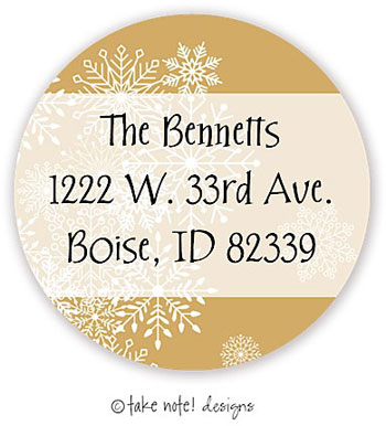 Take Note Designs - Address Labels (Christmas Snowflake Overlay Gold - Holiday)