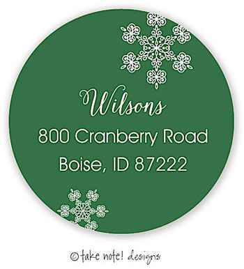 Take Note Designs - Address Labels (Fancy Flakes Green - Holiday) Take Note Designs - Address Labels (Fancy Flakes Green - Holiday)