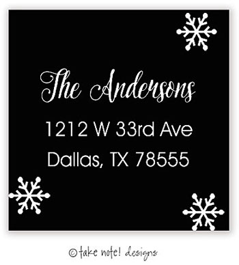 Take Note Designs - Address Labels (Snowflake Trio On Black - Holiday)