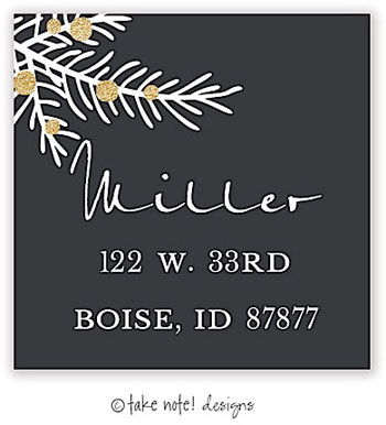 Take Note Designs - Address Labels (Grey Sparkle Boughs - Holiday)