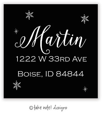 Take Note Designs - Address Labels (Falling Flakes On Black - Holiday)