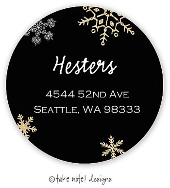 Take Note Designs - Address Labels (Sparkle Snowflakes Black - Holiday)