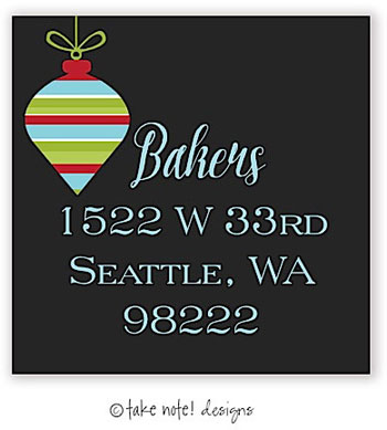 Take Note Designs - Address Labels (Be Merry Ornament Black - Holiday) Take Note Designs - Address Labels (Be Merry Ornament Black - Holiday)