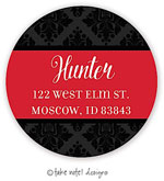 Take Note Designs - Address Labels (Black Damask Red Wrap - Holiday)