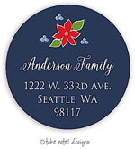 Take Note Designs - Address Labels (Red Christmas Poinsettia On Navy - Holiday)