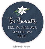 Take Note Designs - Address Labels (White Christmas Poinsettia On Navy - Holiday)