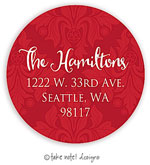 Take Note Designs - Address Labels (Red Damask - Holiday)