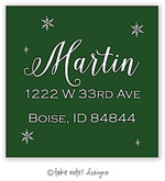 Take Note Designs - Address Labels (Falling Flakes On Green - Holiday)