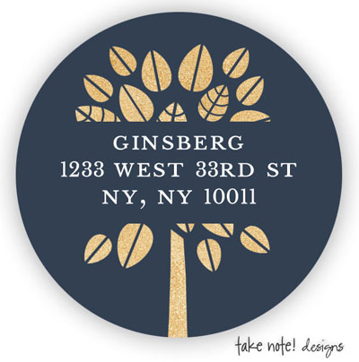 Take Note Designs - Address Labels (Navy Golden Tree)