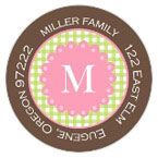 Take Note Designs - Address Labels (Pink Monogram on Green Gingham)