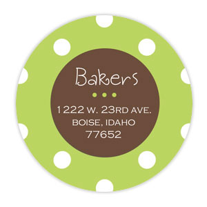 Take Note Designs - Address Labels (Green Polka Brown Center)