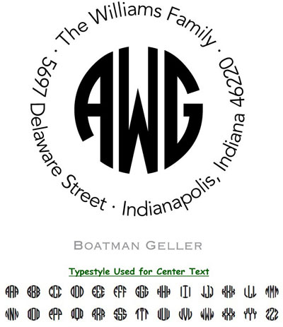 Boatman Geller - Personalized Self-Inking Address Stamper (Circle Monogram)