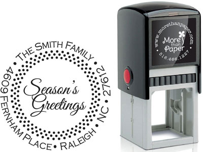 Dotted Border Season's Greetings Custom Self-Inking Stamps by More Than Paper (4924)