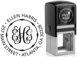 Script Monogram Custom Self-Inking Stamps by More Than Paper (4924)