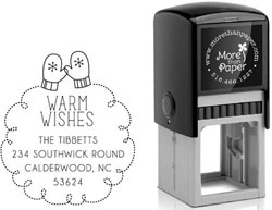 Warm Wishes Mittens Custom Self-Inking Stamps by More Than Paper (4924)
