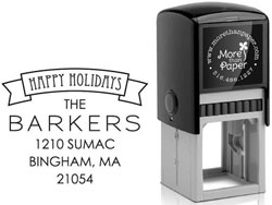 Happy Holidays Banner Custom Self-Inking Stamps by More Than Paper