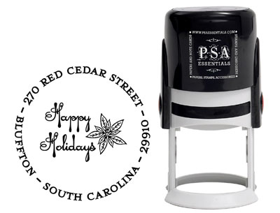 PSA Essentials - Custom Address Stamper (Poinsettia - Holiday)