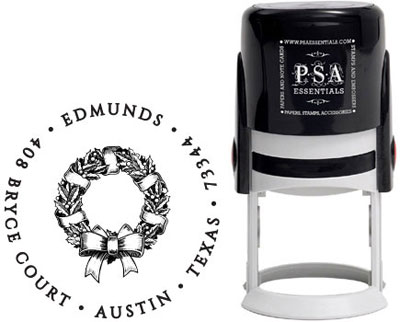 PSA Essentials - Custom Address Stamper (Wreath And Ribbon - Holiday)