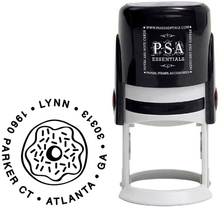 Custom Everyday Address Stamper by PSA Essentials (Sprinkle Doughnut)