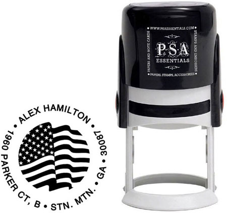 Custom Everyday Address Stamper by PSA Essentials (Waving Flag)