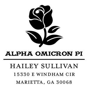 Three Designing Women - Custom Self-Inking Stamp #CS-8004 (Alpha Omicron Pi Sorority)