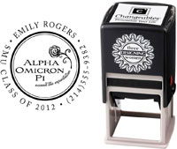 Three Designing Women - Custom Self-Inking Stamp #CS-8002 (Alpha Omicron Pi Sorority)
