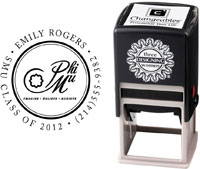 Three Designing Women - Custom Self-Inking Stamp #CS-8002 (Phi Mu Sorority)