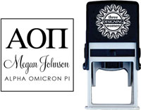 Three Designing Women - Custom Self-Inking Stamp #CS-8003 (Alpha Omicron Pi Sorority)